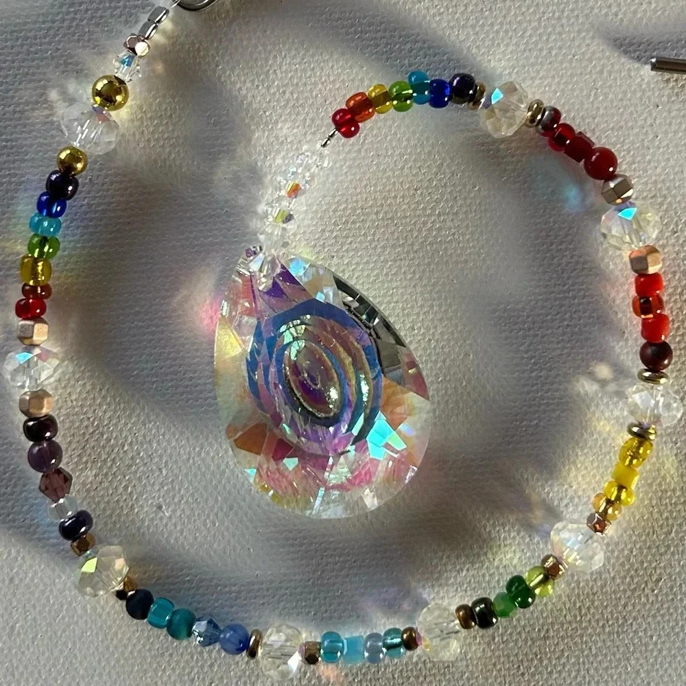 ✨ Handmade rainbow crystal suncatcher w crystal prism 🌈🌞 Window or Car decor - Picture 2 of 9
